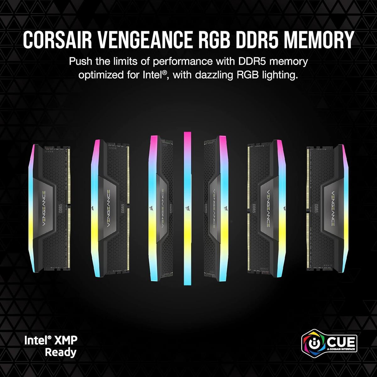 Corsair Ram Desktop Vengeance 96GB 48x2 5600mhz RGB DDR5 CL40 Black Corsair Ram Desktop Vengeance 96GB 48x2 5600mhz RGB DDR5 CL40 Black